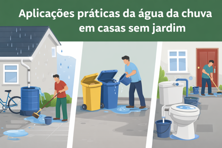 Aplicações práticas da água da chuva em casas sem jardim