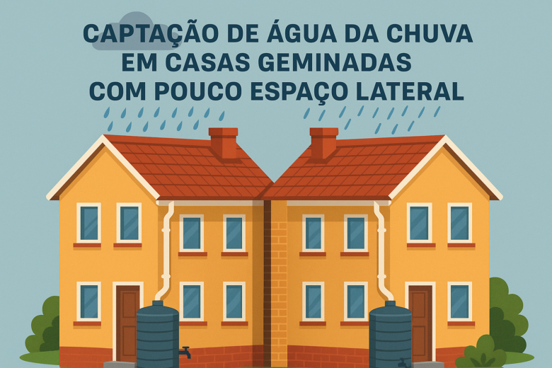 Captação de água da chuva em casas geminadas com pouco espaço lateral
