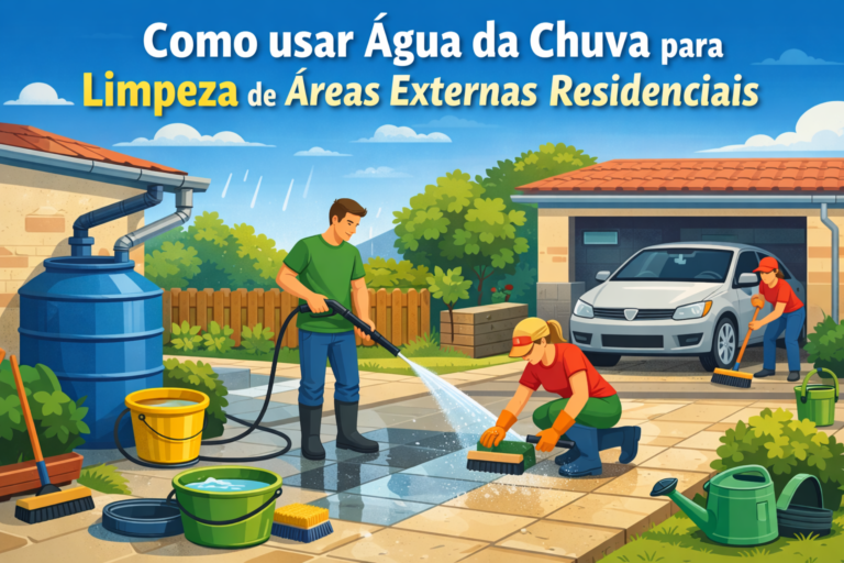 Como usar água da chuva para limpeza de áreas externas residenciais