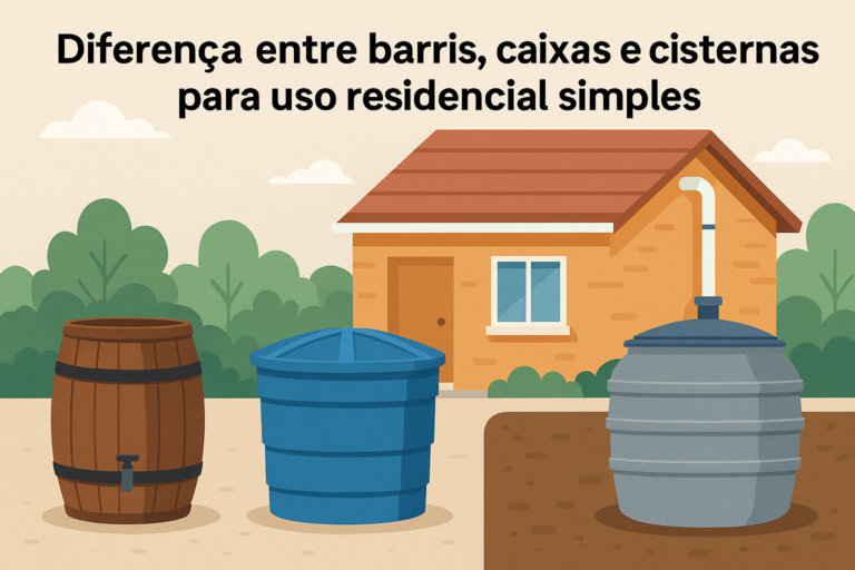 Diferença entre barris, caixas e cisternas para uso residencial simples