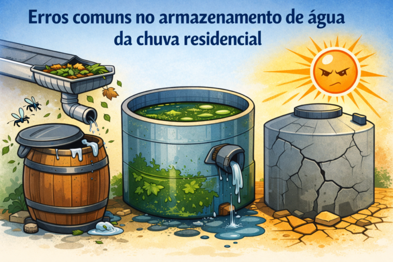 Erros comuns no armazenamento de água da chuva residencial