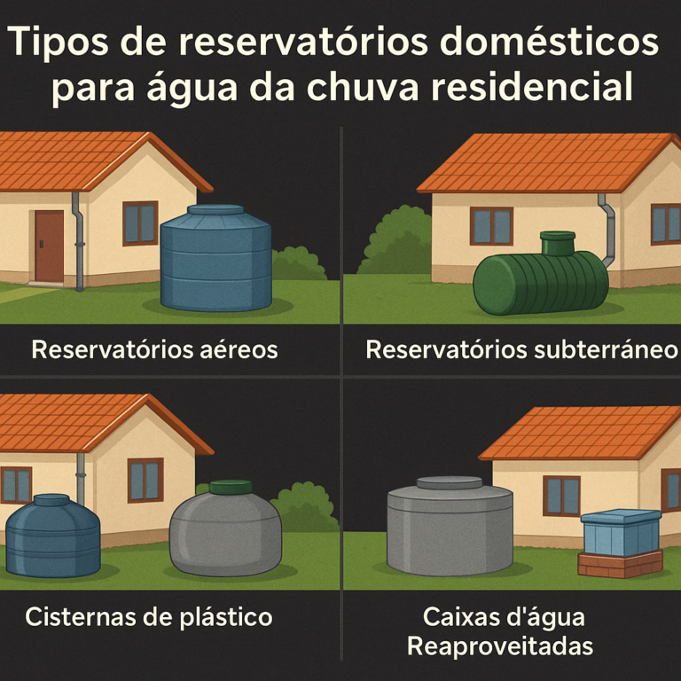 Tipos de reservatórios domésticos para água da chuva residencial