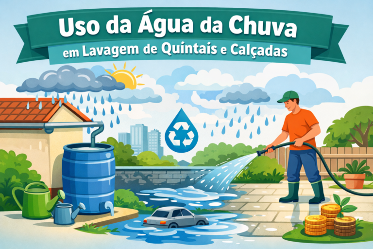 Uso da água da chuva em lavagem de quintais e calçadas
